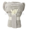 Bath Time Geschenk Kapuzentuch Wrap, grauer Elefant, 100% Frottee Velour Baumwolle, maschinenwaschbar, pflegeleicht, eine große Baby-Dusche